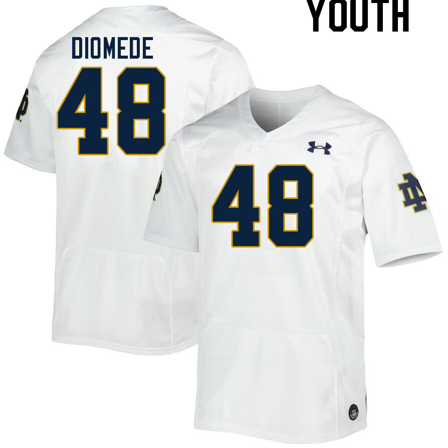 Youth #48 Marcello Diomede Notre Dame Fighting Irish College Football Jerseys Stitched Sale-White